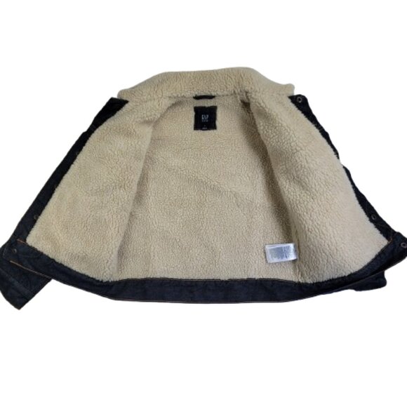 Gap Boys Sherpa Lined Denim Jacket Button Up Medium Warm Trucker Style - Picture 7 of 10